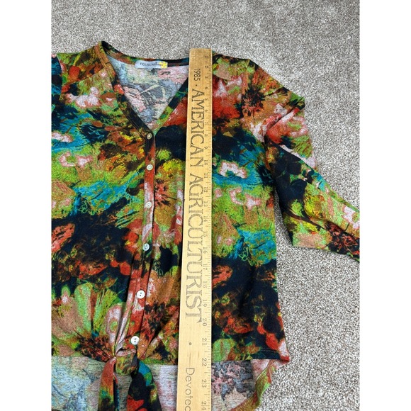 Figueroa‎ & Flower Knit Blouse Woman's Shirt Small Button Down Front Tie Knot - Picture 9 of 9